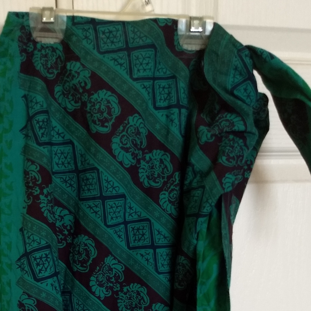 Vintage J. Peterman Hand Batik Green Sarong XS